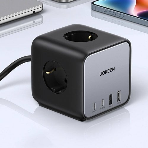 Мережевий зарядний пристрій Ugreen CD268 DigiNest Cube GaN 2 x USB + 2 x USB Type-C 65W (60113) Black/Gray купити в Україні | Telemart фото