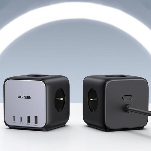 Мережевий зарядний пристрій Ugreen CD268 DigiNest Cube GaN 2 x USB + 2 x USB Type-C 65W (60113) Black/Gray купити в Україні | Telemart фото