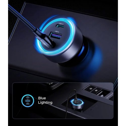 Автомобильное зарядное устройство Ugreen EC307 USB + 2 x USB Type-C 30W (45843) Gray купить в Украине | Telemart фото