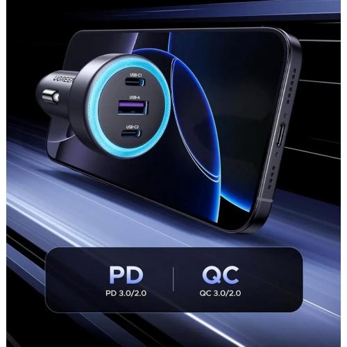 Автомобильное зарядное устройство Ugreen EC307 USB + 2 x USB Type-C 30W (45843) Gray купить в Украине | Telemart фото