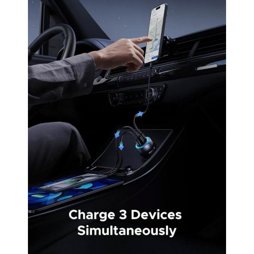 Автомобильное зарядное устройство Ugreen EC307 USB + 2 x USB Type-C 30W (45843) Gray купить в Украине | Telemart фото