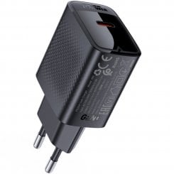 Мережевий зарядний пристрій Acefast A82 GaN USB Type-C 20W + Cable USB Type-C (6974316280057) Black