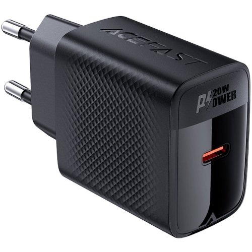 Мережевий зарядний пристрій Acefast A82 GaN USB Type-C 20W + Cable USB Type-C (6974316280057) Black купити в Україні | Telemart фото