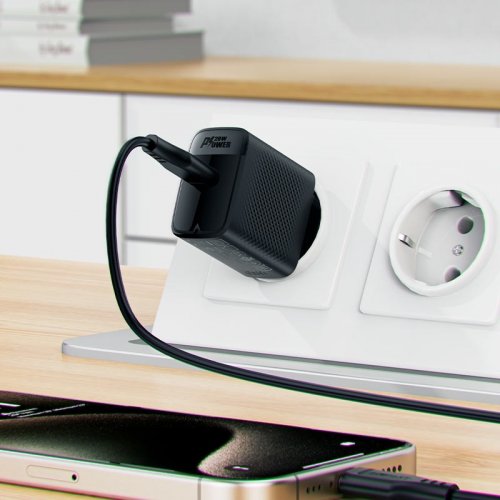 Мережевий зарядний пристрій Acefast A82 GaN USB Type-C 20W + Cable USB Type-C (6974316280057) Black купити в Україні | Telemart фото