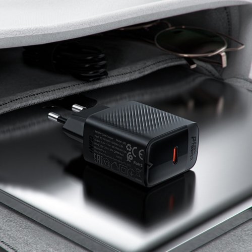 Мережевий зарядний пристрій Acefast A82 GaN USB Type-C 20W + Cable USB Type-C (6974316280057) Black купити в Україні | Telemart фото