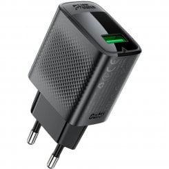 Мережевий зарядний пристрій Acefast A90 GaN USB 18W + Cable USB Type-C (6974316280064) Black
