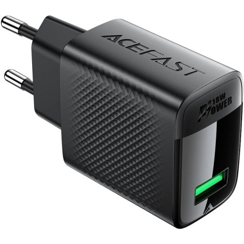 Мережевий зарядний пристрій Acefast A90 GaN USB 18W + Cable USB Type-C (6974316280064) Black купити в Україні | Telemart фото