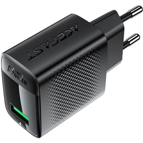 Мережевий зарядний пристрій Acefast A90 GaN USB 18W + Cable USB Type-C (6974316280064) Black купити в Україні | Telemart фото