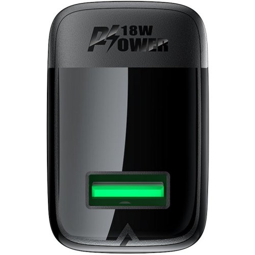 Мережевий зарядний пристрій Acefast A90 GaN USB 18W + Cable USB Type-C (6974316280064) Black купити в Україні | Telemart фото