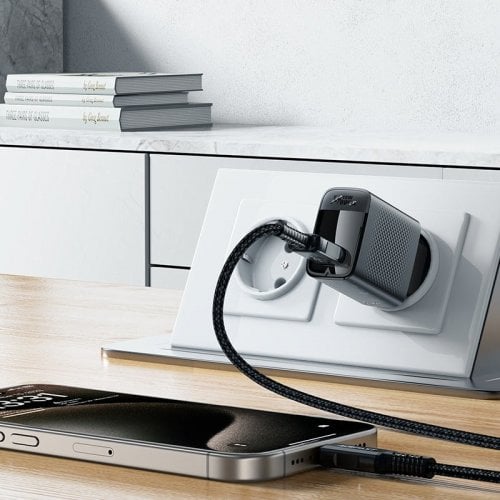 Мережевий зарядний пристрій Acefast A90 GaN USB 18W + Cable USB Type-C (6974316280064) Black купити в Україні | Telemart фото