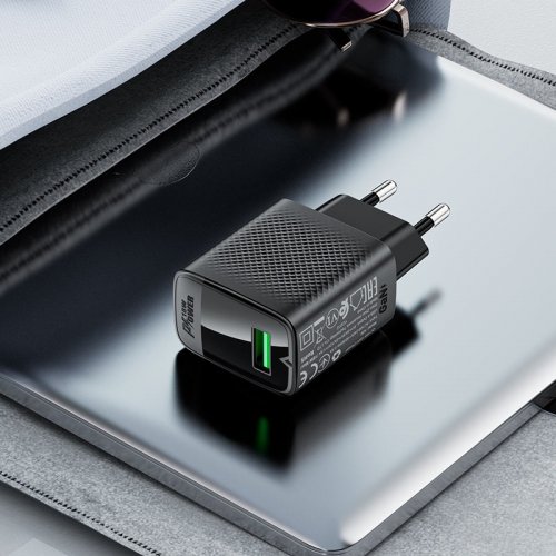 Мережевий зарядний пристрій Acefast A90 GaN USB 18W + Cable USB Type-C (6974316280064) Black купити в Україні | Telemart фото