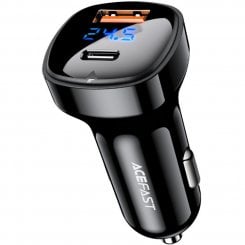 Автомобильное зарядное устройство Acefast B4 USB + USB Type-C 66W (6974316280392) Black