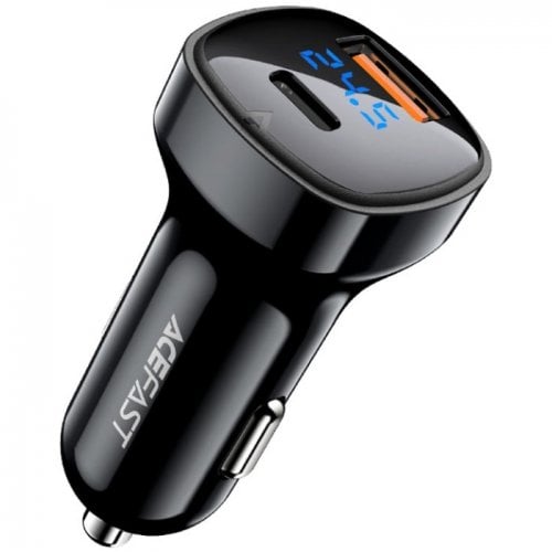 Автомобильное зарядное устройство Acefast B4 USB + USB Type-C 66W (6974316280392) Black купить в Украине | Telemart фото