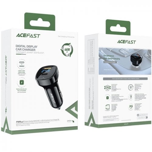 Автомобильное зарядное устройство Acefast B4 USB + USB Type-C 66W (6974316280392) Black купить в Украине | Telemart фото