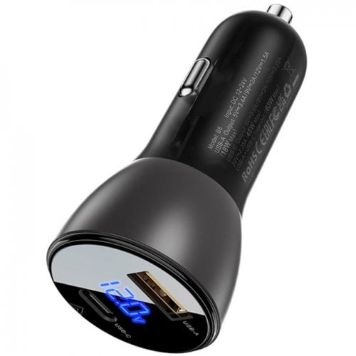 Автомобильное зарядное устройство Acefast B6 USB + USB Type-C 63W (6974316280972) Gray купить в Украине | Telemart фото