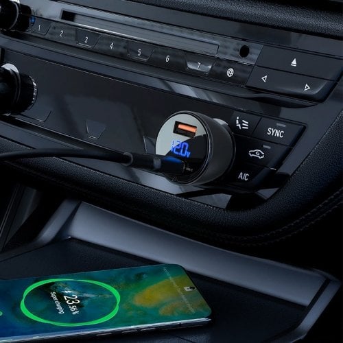 Автомобильное зарядное устройство Acefast B6 USB + USB Type-C 63W (6974316280972) Gray купить в Украине | Telemart фото