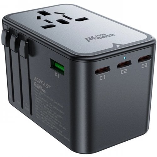Мережевий зарядний пристрій Acefast Z1 GaN 2 x USB + 3 x USB Type-C 75W (6974316282495) Gray купити в Україні | Telemart фото