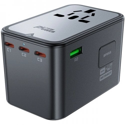 Мережевий зарядний пристрій Acefast Z1 GaN 2 x USB + 3 x USB Type-C 75W (6974316282495) Gray купити в Україні | Telemart фото