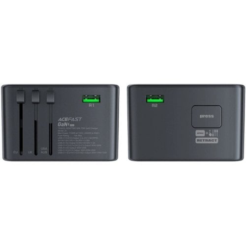 Мережевий зарядний пристрій Acefast Z1 GaN 2 x USB + 3 x USB Type-C 75W (6974316282495) Gray купити в Україні | Telemart фото