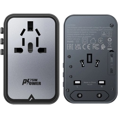 Мережевий зарядний пристрій Acefast Z1 GaN 2 x USB + 3 x USB Type-C 75W (6974316282495) Gray купити в Україні | Telemart фото