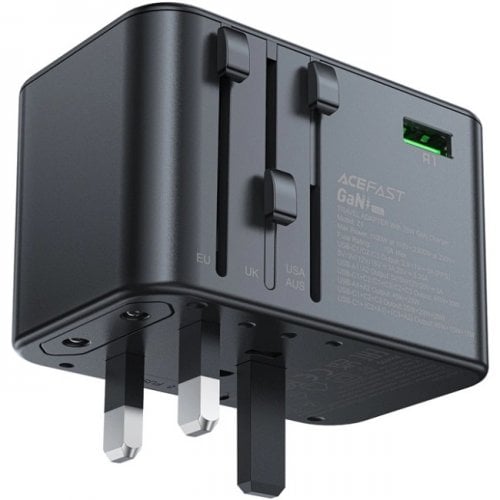 Мережевий зарядний пристрій Acefast Z1 GaN 2 x USB + 3 x USB Type-C 75W (6974316282495) Gray купити в Україні | Telemart фото