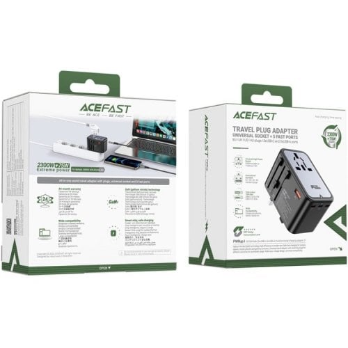 Мережевий зарядний пристрій Acefast Z1 GaN 2 x USB + 3 x USB Type-C 75W (6974316282495) Gray купити в Україні | Telemart фото
