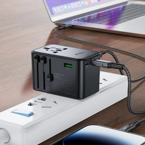 Мережевий зарядний пристрій Acefast Z1 GaN 2 x USB + 3 x USB Type-C 75W (6974316282495) Gray купити в Україні | Telemart фото