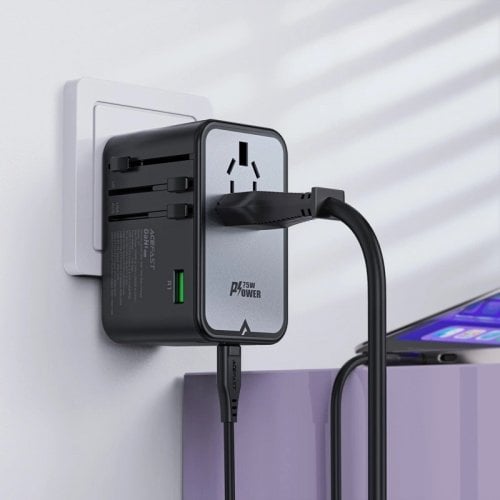 Мережевий зарядний пристрій Acefast Z1 GaN 2 x USB + 3 x USB Type-C 75W (6974316282495) Gray купити в Україні | Telemart фото