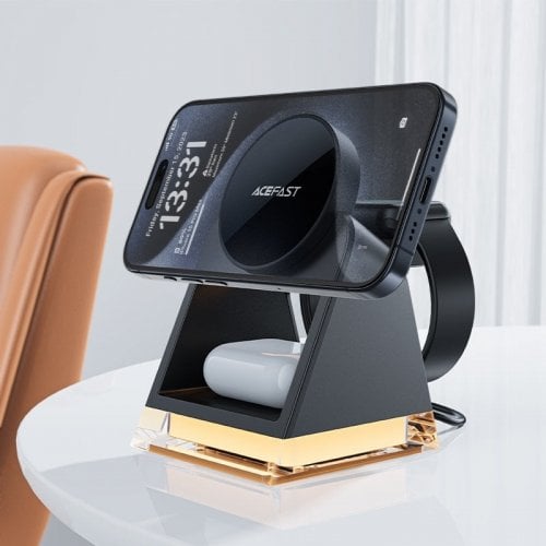 Бездротовий зарядний пристрій Acefast E17 3 in 1 Wireless 15W (6974316282815) Gray купити в Україні | Telemart фото