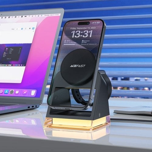 Бездротовий зарядний пристрій Acefast E17 3 in 1 Wireless 15W (6974316282815) Gray купити в Україні | Telemart фото