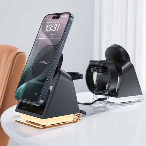 Бездротовий зарядний пристрій Acefast E17 3 in 1 Wireless 15W (6974316282815) Gray купити в Україні | Telemart фото