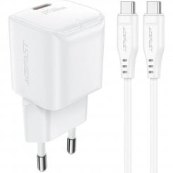 Мережевий зарядний пристрій Acefast A77 mini GaN USB Type-C 30W + Cable USB Type-C (6974316282853) White