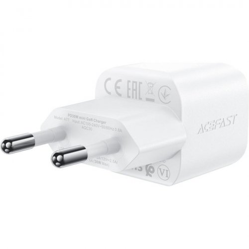 Мережевий зарядний пристрій Acefast A77 mini GaN USB Type-C 30W + Cable USB Type-C (6974316282853) White купити в Україні | Telemart фото