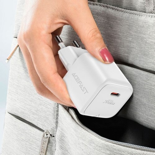 Мережевий зарядний пристрій Acefast A77 mini GaN USB Type-C 30W + Cable USB Type-C (6974316282853) White купити в Україні | Telemart фото