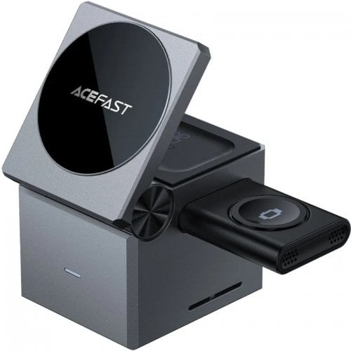 Бездротовий зарядний пристрій Acefast E18 Rubik's 3 in 1 Wireless 15W (6974316282884) Gray купити в Україні | Telemart фото