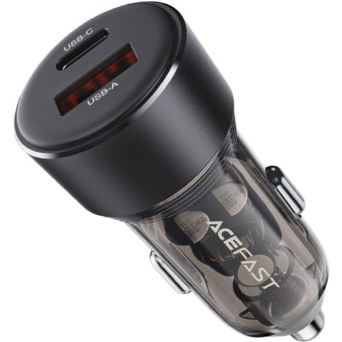 Автомобільний зарядний пристрій Acefast B12 USB + USB Type-C 60W (6974316282914) Gray купити в Україні | Telemart фото
