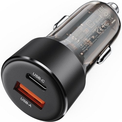 Автомобільний зарядний пристрій Acefast B12 USB + USB Type-C 60W (6974316282914) Gray купити в Україні | Telemart фото