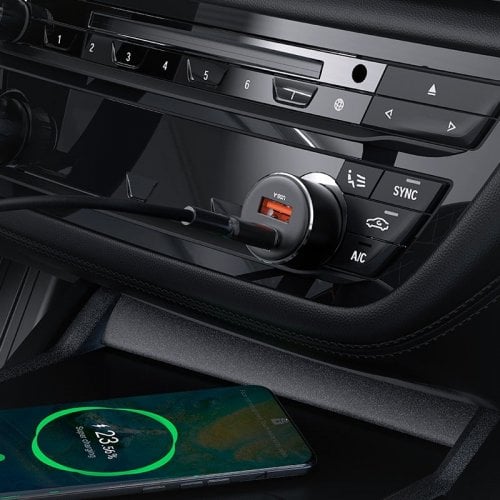 Автомобільний зарядний пристрій Acefast B12 USB + USB Type-C 60W (6974316282914) Gray купити в Україні | Telemart фото