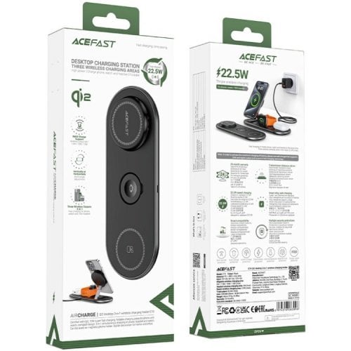 Бездротовий зарядний пристрій Acefast E19 Qi2 3 in 1 Wireless 15W (6974316283096) Black купити в Україні | Telemart фото