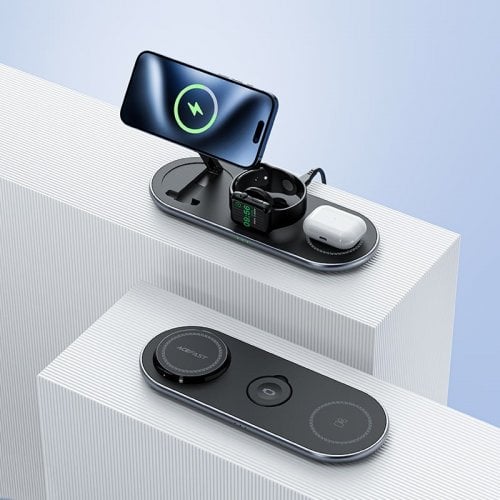 Бездротовий зарядний пристрій Acefast E19 Qi2 3 in 1 Wireless 15W (6974316283096) Black купити в Україні | Telemart фото