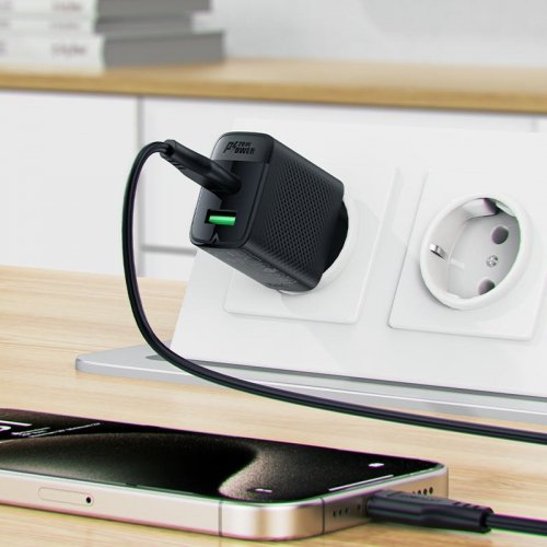 Мережевий зарядний пристрій Acefast A78 GaN USB + USB Type-C 20W (6974316283256) Black купити в Україні | Telemart фото