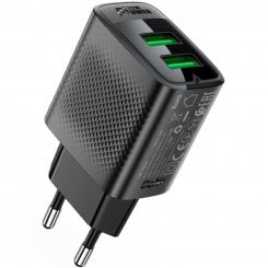 Мережевий зарядний пристрій Acefast A86 2 x USB 12W (6974316283270) Black