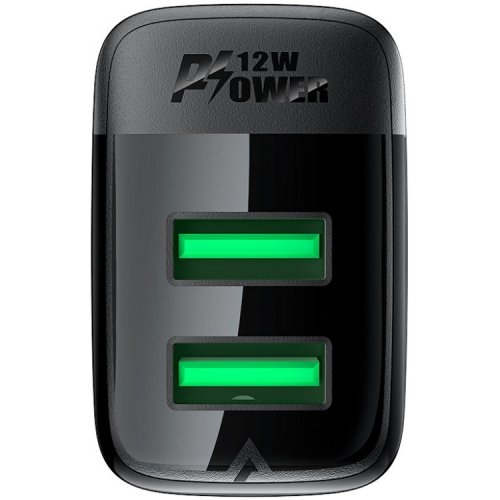 Мережевий зарядний пристрій Acefast A86 2 x USB 12W (6974316283270) Black купити в Україні | Telemart фото