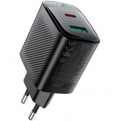 Мережевий зарядний пристрій Acefast A106 GaN USB + USB Type-C 45W (6974316284031) Black