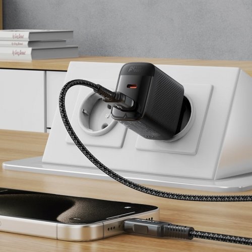 Мережевий зарядний пристрій Acefast A106 GaN USB + USB Type-C 45W (6974316284031) Black купити в Україні | Telemart фото