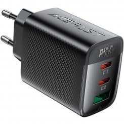 Мережевий зарядний пристрій Acefast A108 GaN USB + 2 x USB Type-C 67W (6974316284048) Black