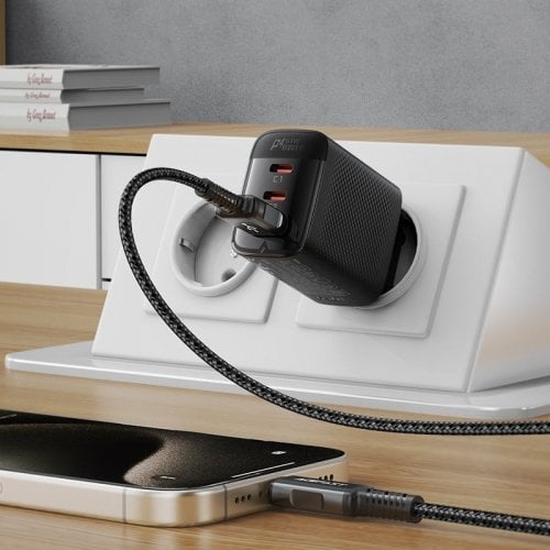 Мережевий зарядний пристрій Acefast A108 GaN USB + 2 x USB Type-C 67W (6974316284048) Black купити в Україні | Telemart фото