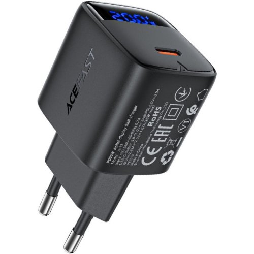 Мережевий зарядний пристрій Acefast A113 GaN USB Type-C 20W (6974316284413) Black купити в Україні | Telemart фото