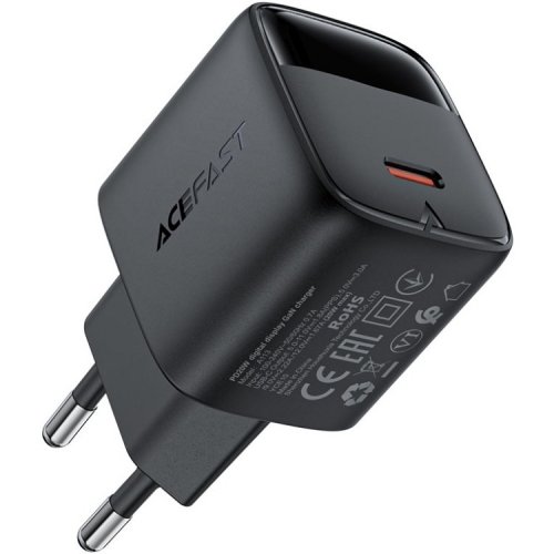 Мережевий зарядний пристрій Acefast A113 GaN USB Type-C 20W (6974316284413) Black купити в Україні | Telemart фото