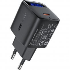 Мережевий зарядний пристрій Acefast A113 GaN USB Type-C 20W + Cable USB Type-C (6974316284420) Black